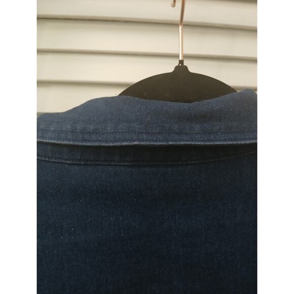 Bon Worth Blue Denim Blouson Style Jacket Stretch Relaxed Fit Zipper Front sz L - Picture 9 of 11